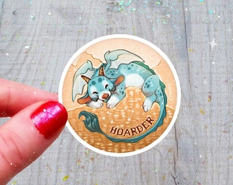 Hoarder Dragon Sticker Holographic Cute Kawaii Holo Rainbow Cryptid