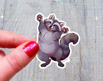 Waschbär Sticker Holographisch Glitter Trash Panda