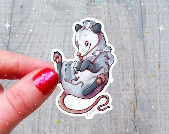 Possum Momma Sticker Holographic Glitter