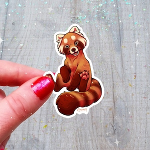 Sticker panda roux pailleté holographique