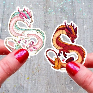 Sticker dragon holographique mignon Kawaii Holo arc-en-ciel cryptide Sakura chinois