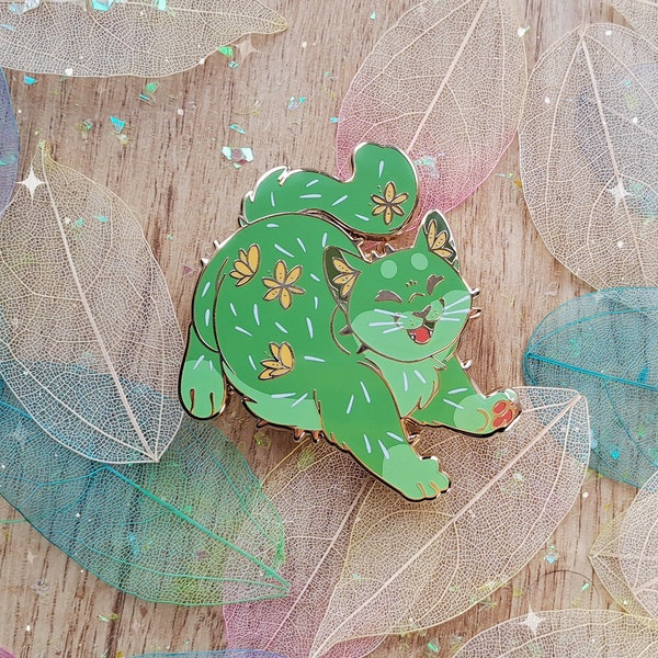 Cactus Cat Hard Enamel Pin | Gift Fun Pin Beast Fantasy