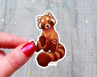 Roter Panda Sticker Holographic Glitter
