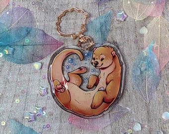 Otter Acrylic Charm Keyring Double Sided