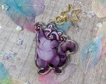 Raccoon Acrylic Charm Keyring Double Sided Trash Panda