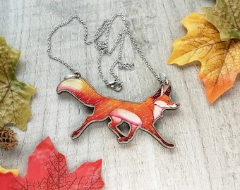 Red Fox Statement Wooden Necklace 