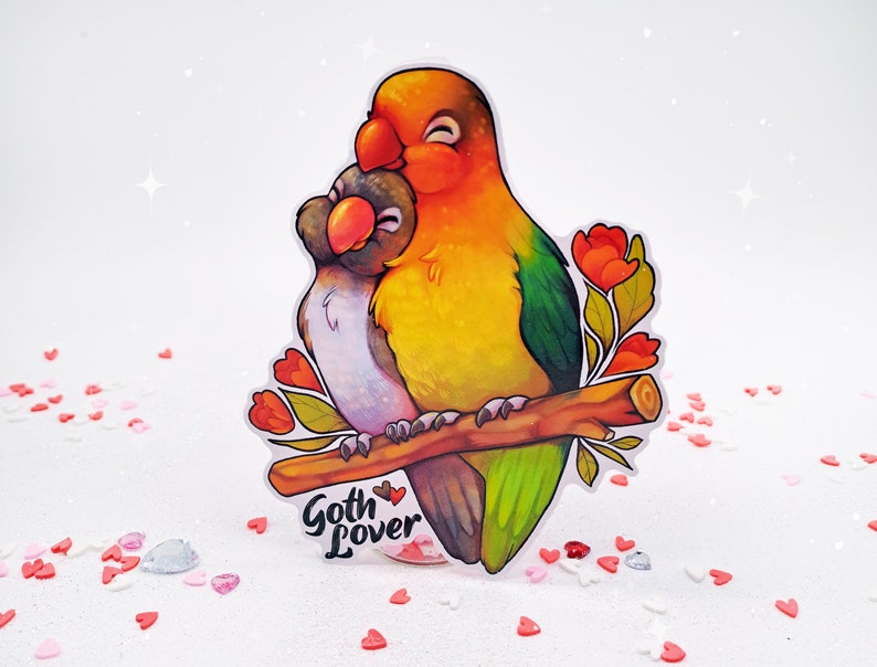Goth Lover Sticker Lovebirds Goth Gf Birb Borb Kawaii image 2