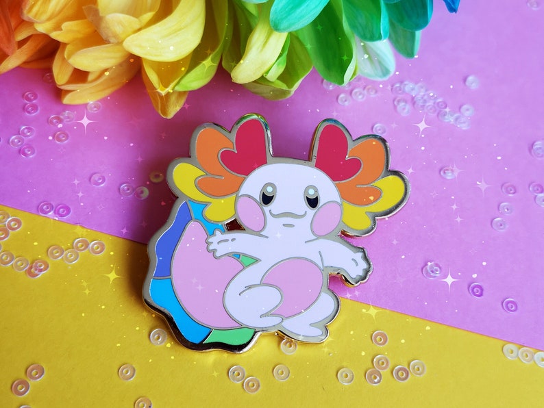 Axolotl Ocean Pride Hard Enamel Pin image 2