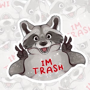 Raccoon I'm Trash Sticker Cute Fun Vinyl Sticker image 2