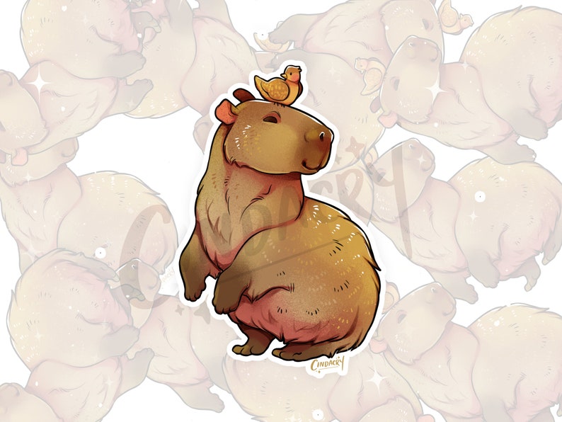 Capybara Sticker Holographic Glitter image 2