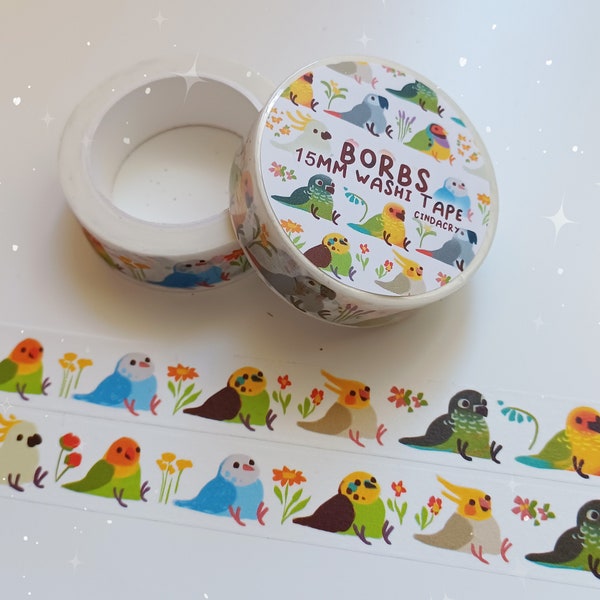 Illustrated Borbs Washi Tape Fat Chubby Birds