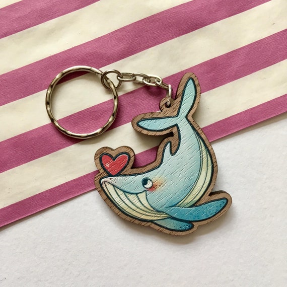 Wooden Key Ring Whale