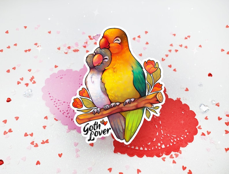 Goth Lover Sticker Lovebirds Goth Gf Birb Borb Kawaii image 1