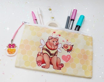 Sweet Honeybear with Charm Pencil Case Makeup Bag