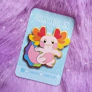 Axolotl Ocean Pride Hard Enamel Pin image 1