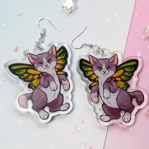 Fairy Kitten Earrings Acrylic Charm