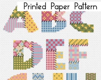 Patchwork Alphabet Cross Stitch Printed Paper Pattern