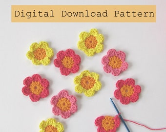 Simple Mini Crochet Flower Pattern - digital download