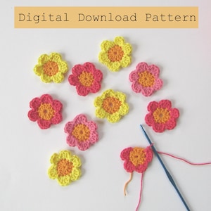 Simple Mini Crochet Flower Pattern - digital download