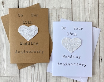 Carte 13e anniversaire de mariage dentelle
