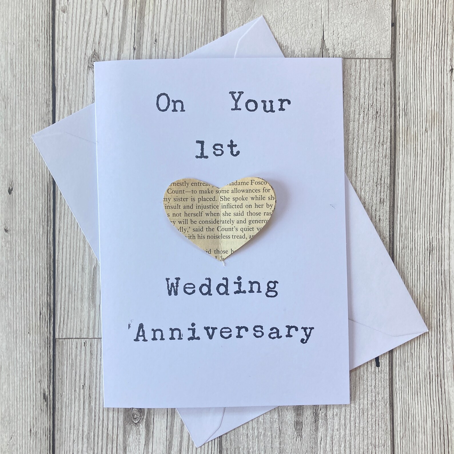 Paper 1st Wedding Anniversary Card Etsy