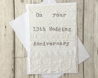 Lace 13th Wedding Anniversary Card