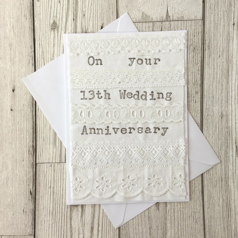 Lace 13th Wedding Anniversary Card Etsy
