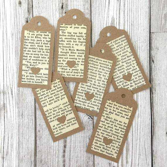 Book Page Gift Tags Heart or Snowflake Gift Tags - Etsy UK