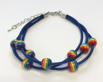 Rainbow Bead Cord Bracelet