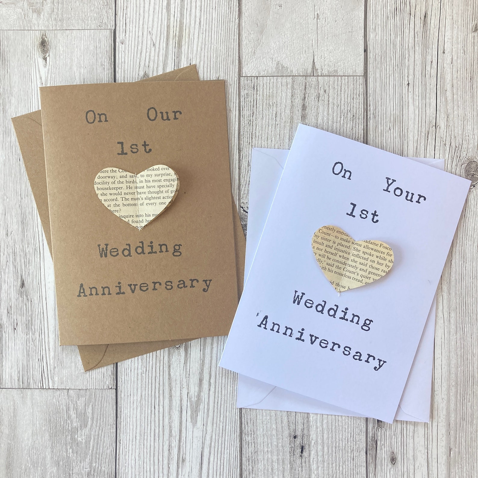 Paper 1st Wedding Anniversary Card Etsy