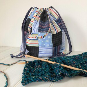 Craft Project Bag, Fabric Drawstring Bag with handles