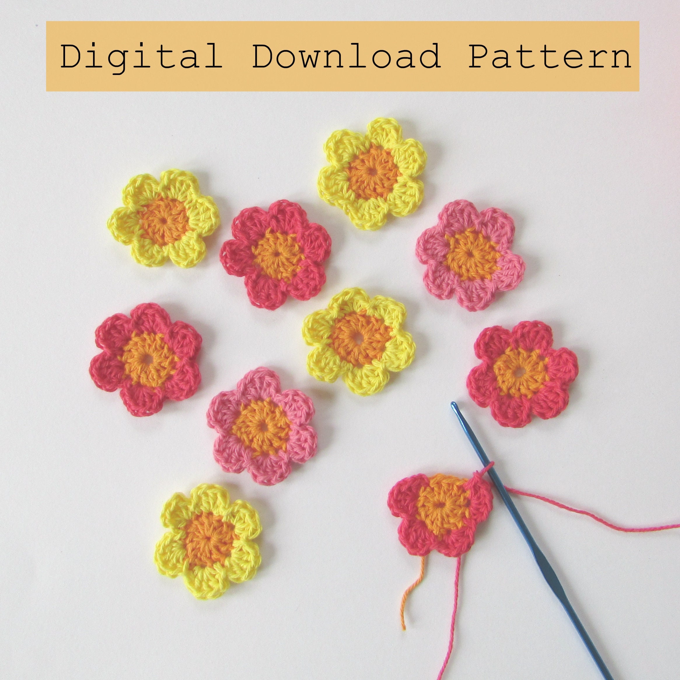 Simple Mini Crochet Flower Pattern Digital Download Etsy