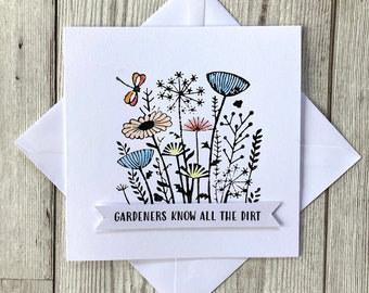 Hand Printed Gardening Quote Greeting Card