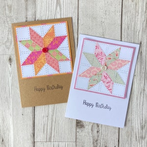 Carte d'anniversaire en papier effet courtepointe