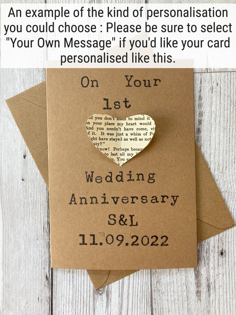 Paper 1st Wedding Anniversary Card Etsy