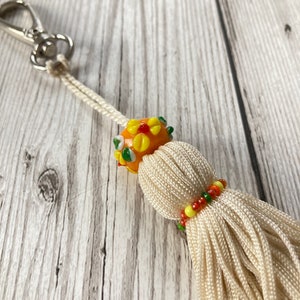 Beaded Tassel Keyring, Bag charm, Scissor Fob, Planner charm Orange