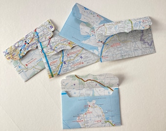 Mini Envelopes made from real map book pages