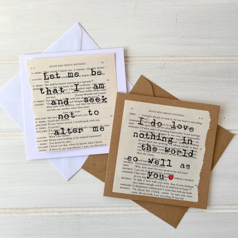 Much Ado About Nothing by Shakespeare, Love Quote Greeting Card afbeelding 1