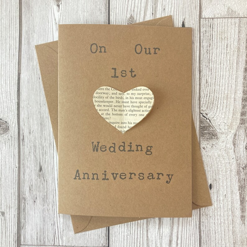 Paper 1st Wedding Anniversary Card Etsy