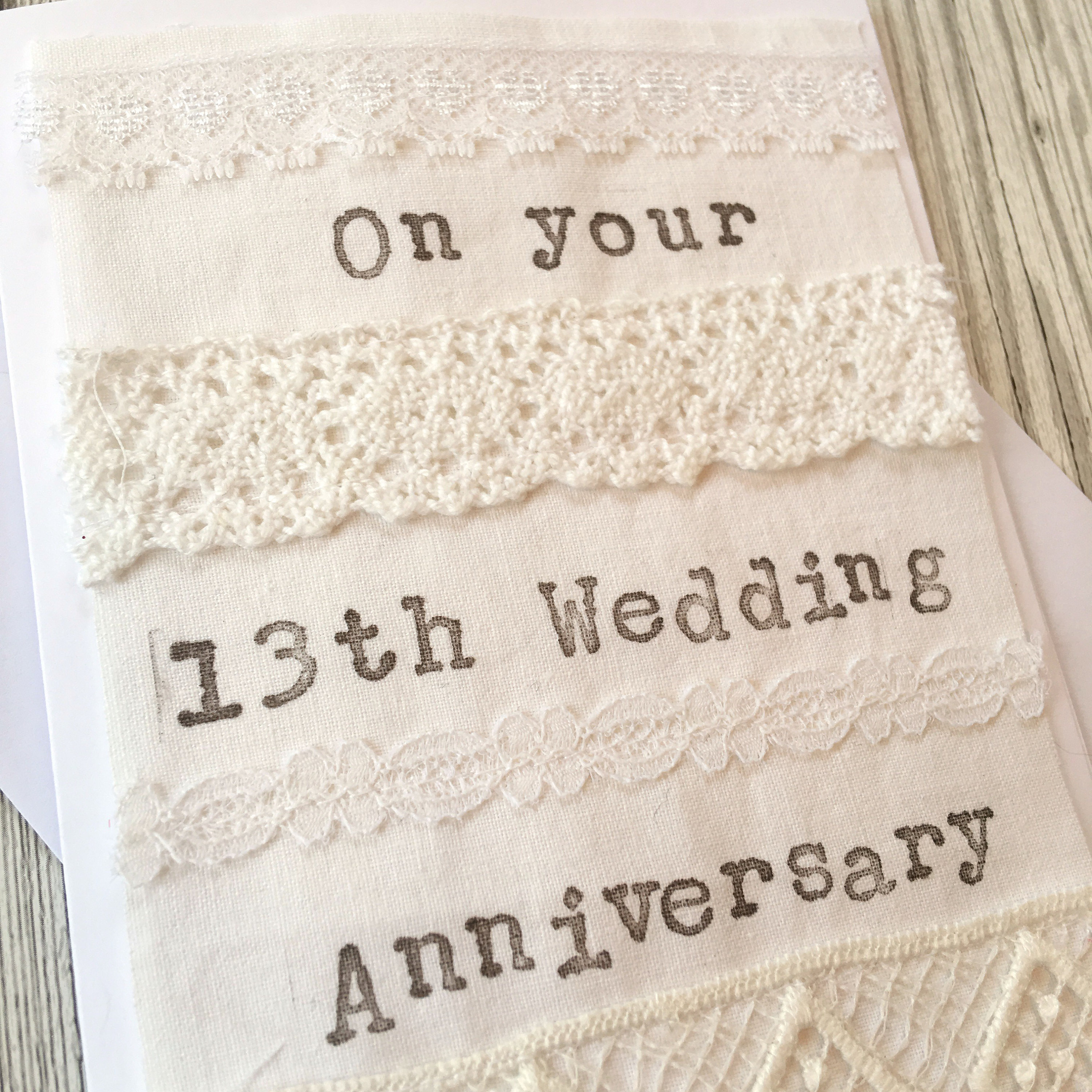 Lace 13th Wedding Anniversary Card Etsy