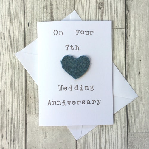 Personalised 7th Wool Anniversary Card Wedding Anniversary Etsy