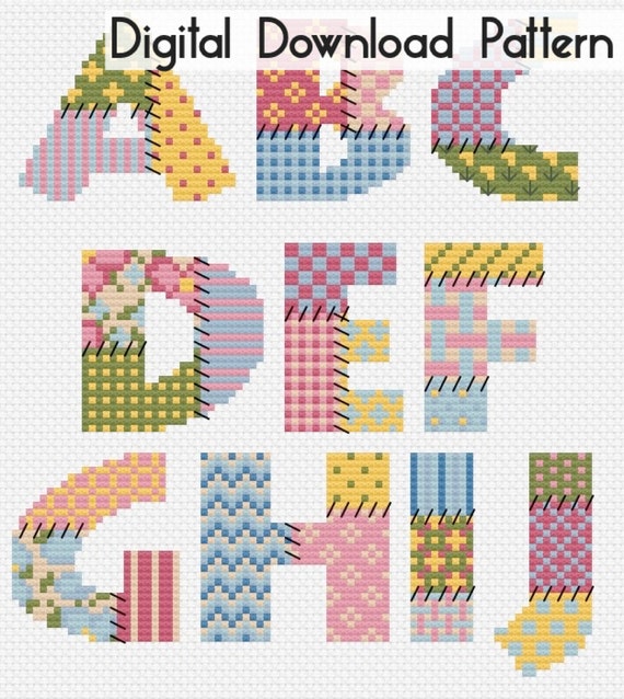 Patchwork Alphabet Cross Stitch Digital Download Pattern - Etsy