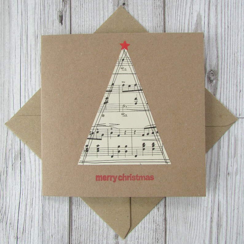 Set of 5 Sheet Music Christmas Cards | Etsy