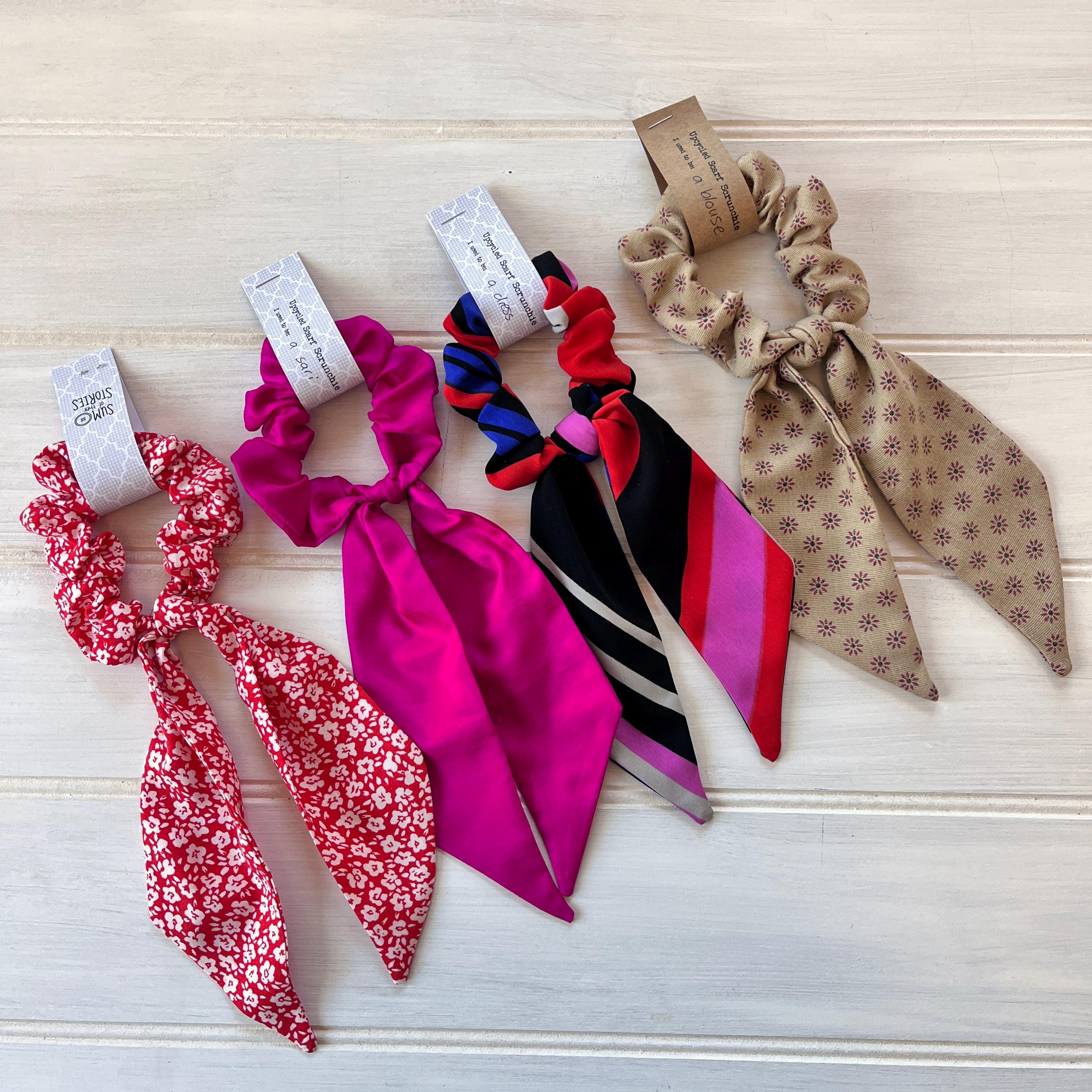 Upcycled Scarf Style Scrunchie, Various Colours and Prints 