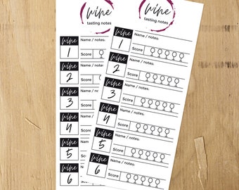 Wine Tasting Card Printable, wine tasting scorecard template, 6 wine tasting notes rating sheet score cards, INSTANT DOWNLOAD pdf jpg