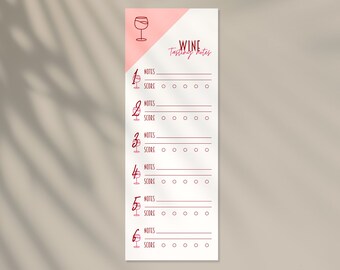 Wine Tasting Card Printable, retro wine tasting scorecard template, 6 wine tasting notes rating sheet score cards, INSTANT DOWNLOAD pdf jpg