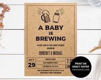 A Baby is Brewing Invitation, baby is brewing baby shower invitation printable, beers brews baby shower invite template, INSTANT DOWNLOAD