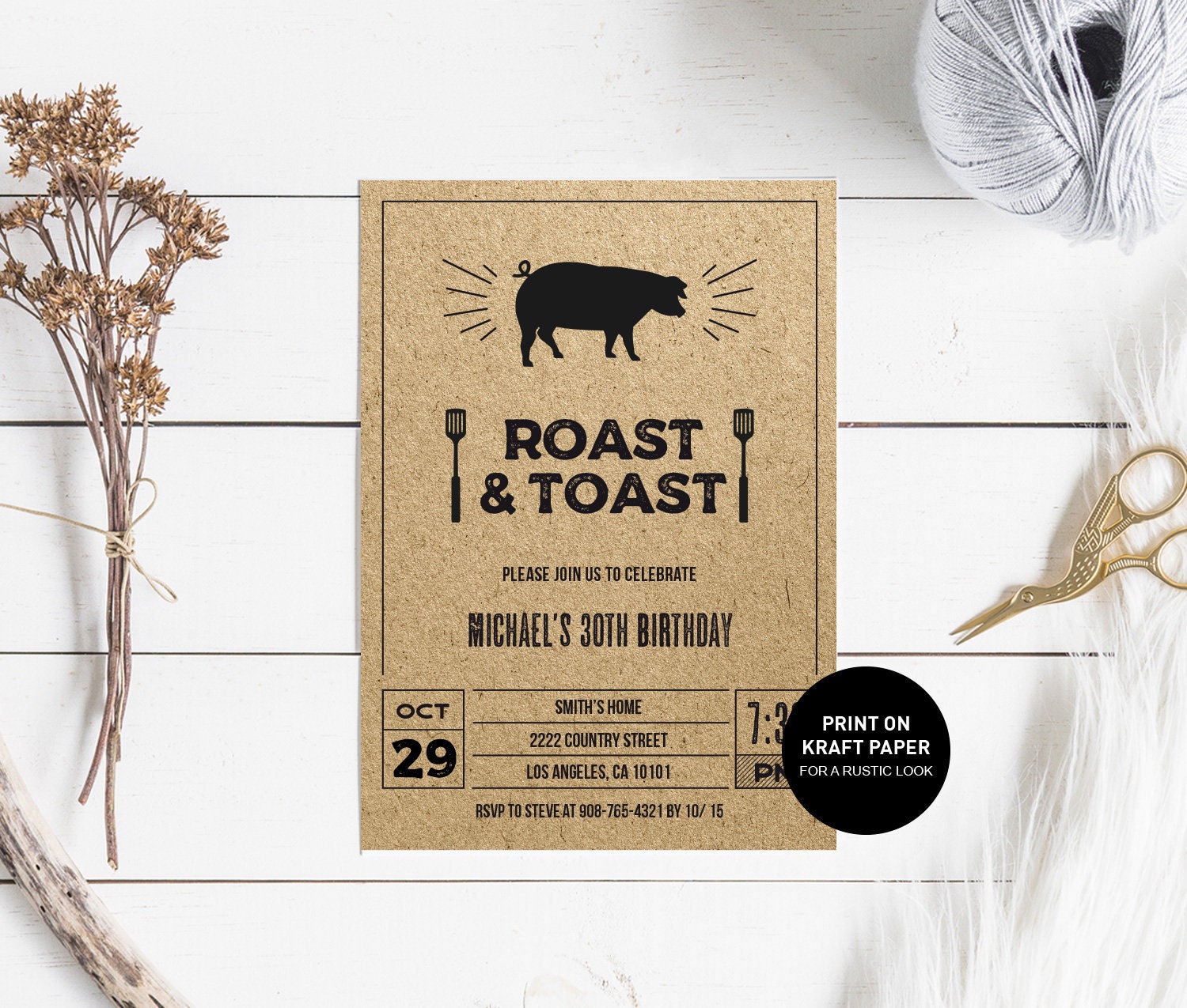 Pig Roast Invitation pig roast and toast birthday invitation Etsy