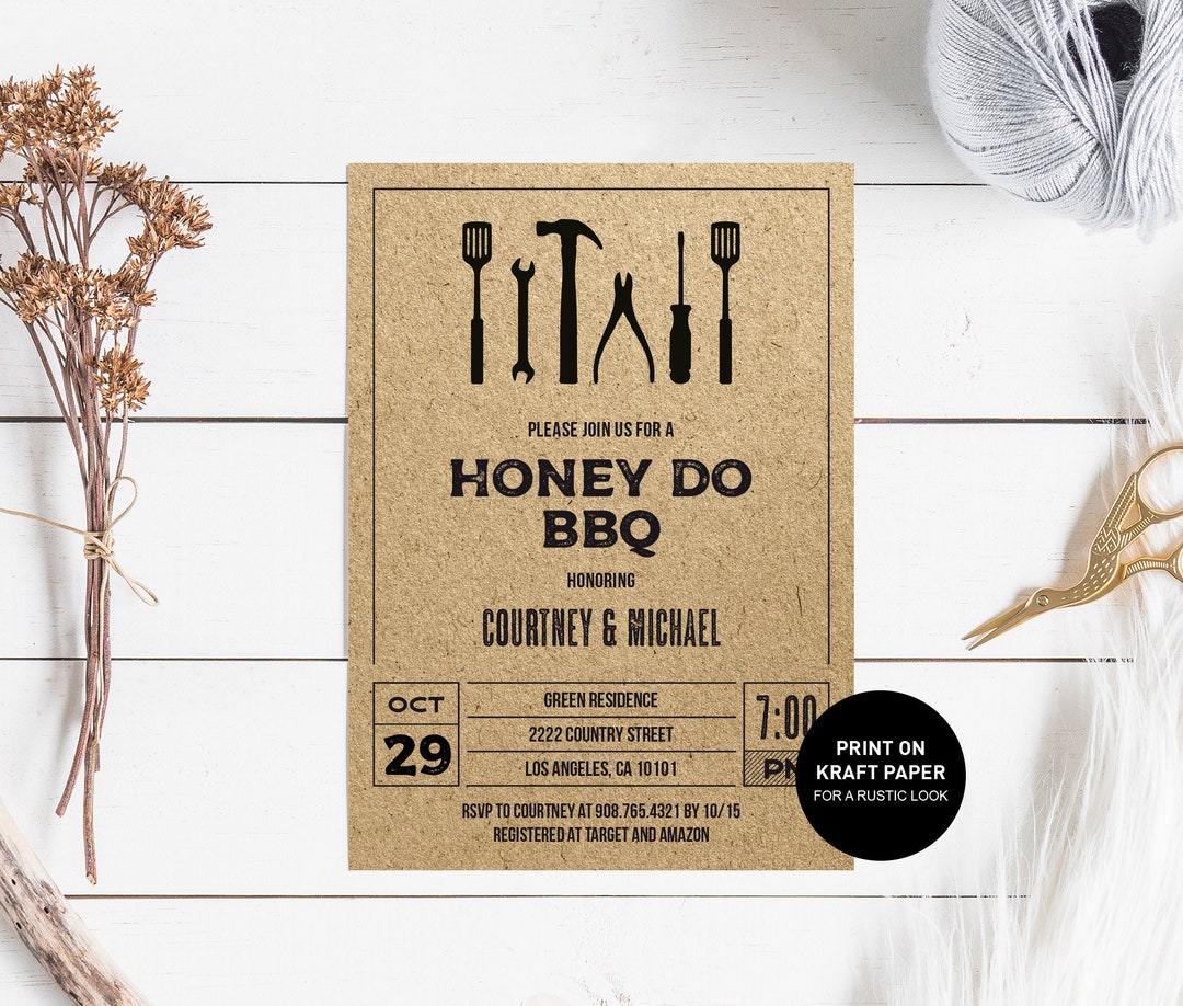 Honey Do Bbq Invitation, Honey Do Bbq Couples Shower Invite Printable