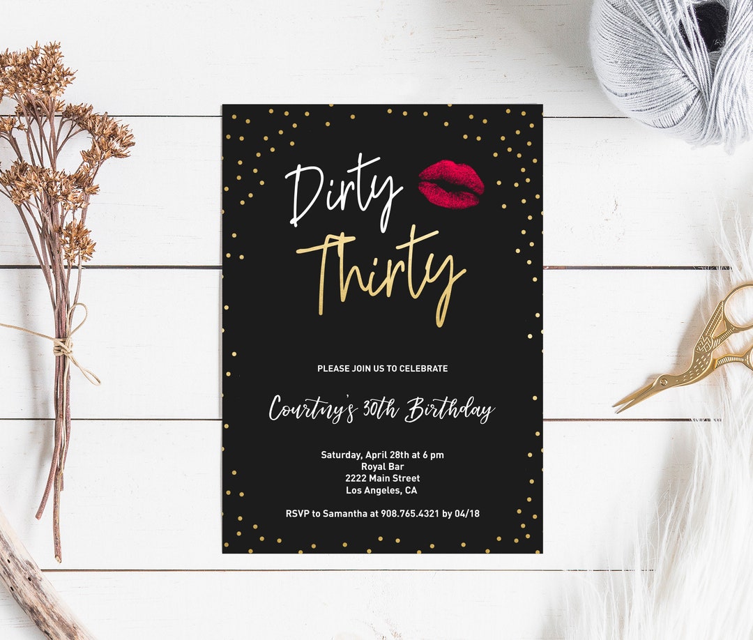 Dirty Thirty Party Invitation, Dirty 30 Birthday Invite Printable ...